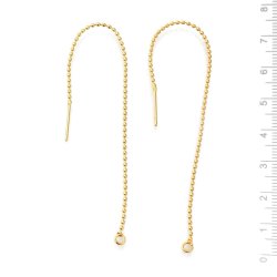 Ohrkette mit offener Ose, Kugelkette, 18K vergoldetes Messing, L�nge 110 mm, 4 Stck