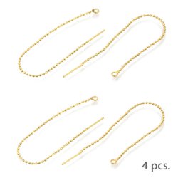Ohrkette mit offener Ose, Kugelkette, 18K vergoldetes Messing, L�nge 110 mm, 4 Stck
