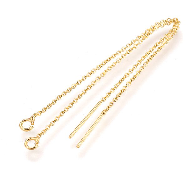 Ohrkette, Ankerkette, Stift und offenes �se, vergoldetes Messing, 9 cm, 4 Stck
