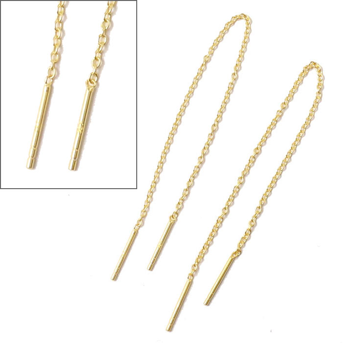 Ohrhaken-Kette, Anker-kette, vergoldetes Silber, mit Stiften, Länge 12 cm, 2 Stk