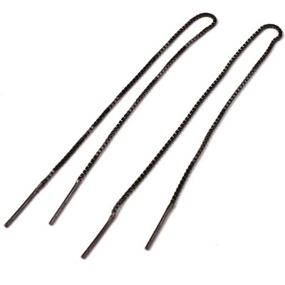 Ohrhaken-Kette, geschwärztes Silber, Stifte an beiden Enden, box-chain, Länge 8 cm, 2 Stk