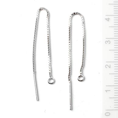 Ohrhaken-Kette, box-chain, Silber, mit Stift und Öse, 8 cm, 2 Stk.