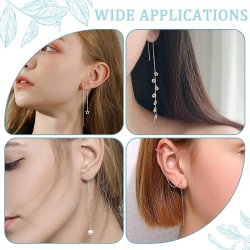 4 pcs, Earring chain with pin and open eye, faceted anchor chain, steel, 90 mm
