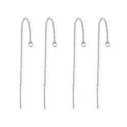 4 pcs, Earring chain with pin and open eye, faceted anchor chain, steel, 90 mm