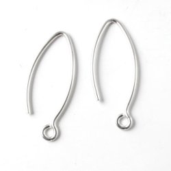 Ohrhaken, offen, oval, mit &Ouml;se, gl&auml;nzend, Silber, 23x11mm, 2 Stk.