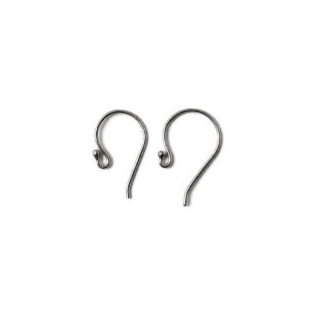 Earwires, standard, with ball, oxidized silver, 17x11x0.8mm, 4pcs