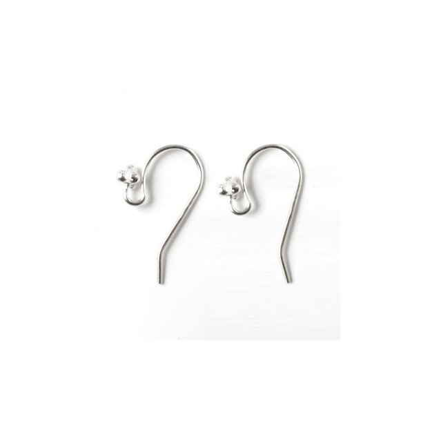 Earwires with 4 balls, glossy sterling silver, 19x9mm, 2pcs