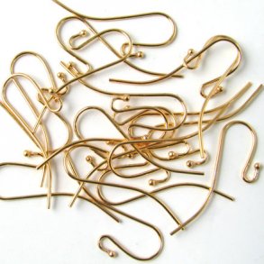 Bulk purchase. Earwires with ball, gold-plated brass, 24x12mm, 100pcs