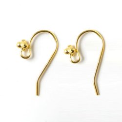 Earwires, with 4 balls, glossy, gold-plated silver silver, 19mm, 2pcs