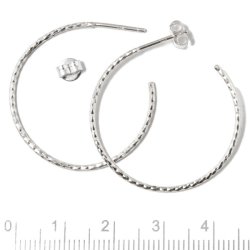 Ohrbgel, gro, offen, verdrehter Ring mit Stift, Silber, 30 mm, 2 Stk