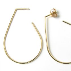 Large earwires, open teardrop with peg, gold-plated silver, 43x30mm, 2pcs, earnuts included