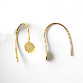 Earwires, gold-plated silver, with 6mm flat pad, rounded hook, 18mm, 2pcs