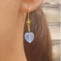 Ohrhaken mit einfacher Blume mit se, vergoldetes Silber 20,5x5 mm, 2 Stck.