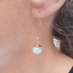 Lange Ohrhaken mit �se, vergoldeter Stahl, 28x15 mm, 6 Stck