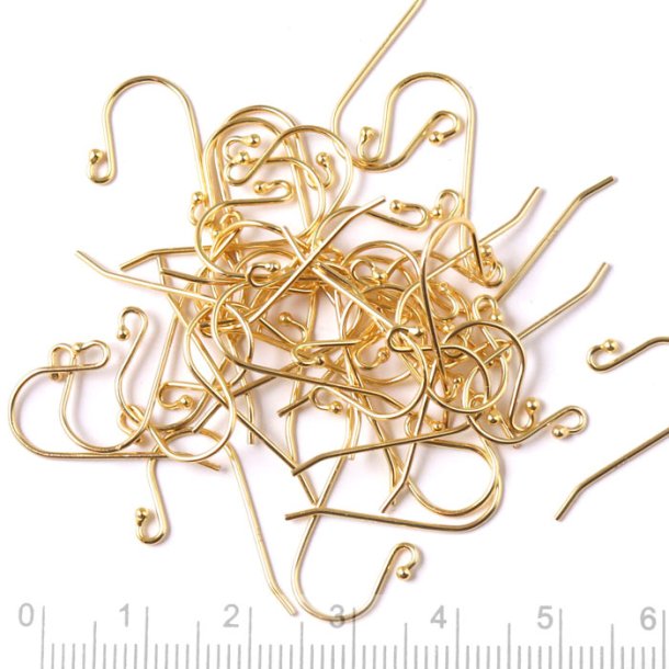 Earwires with ball, bulk purchase, gold-plated silver 21x11mm, 100pcs