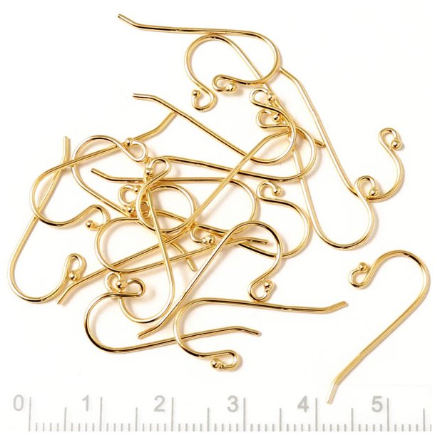 Bulk purchase, Earwires with ball, gold-plated silver 24x12mm, 100pcs