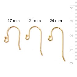 Ohrhaken, Standard mit Kugel, vergoldetes Silber, 17x11x0,8 mm, 4 Stk