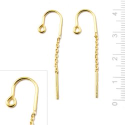 Ohrhaken mit se, kurze Kette und Stift, vergoldetes Silber, lnge 40 mm, 2 Stk.