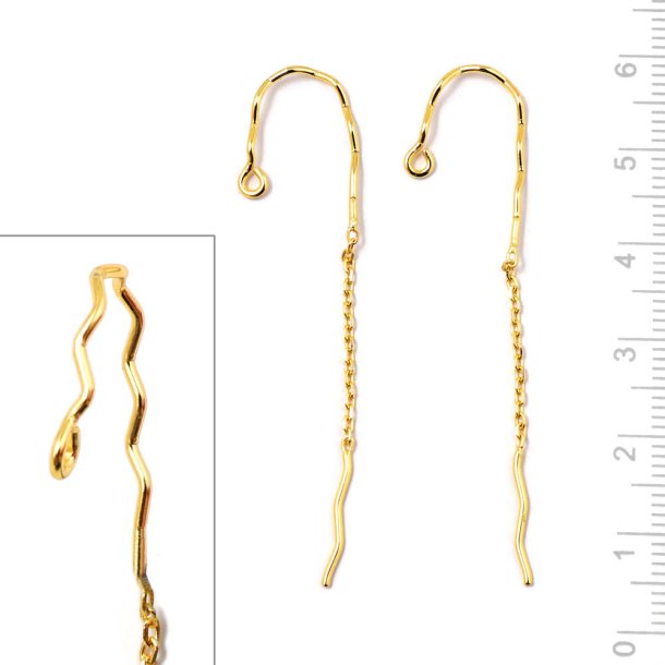 rekrog med buk, kde og je, totallngde 55mm, forgyldt slv, 2 stk