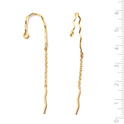 rekrog med buk, kde og je, totallngde 55mm, forgyldt slv, 2 stk