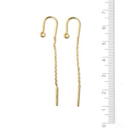 Ohrhaken mit SE, Kette und Stift, vergoldetes Silber, Gesamtlnge 65 mm, 2 Stk.