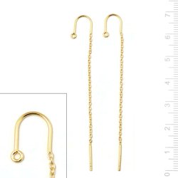 Kurzer Ohrhaken mit se, Ankerkette und Stift, Silber vergoldet, Gesamtlnge 70 mm, 2 Stk