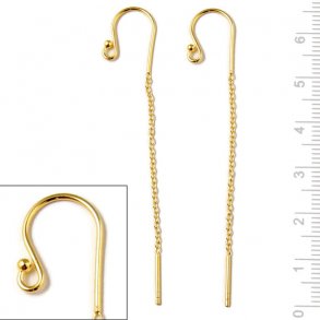 Ohrhaken mit Kugel, Ankerkette und Stift, vergoldetes Silber, lnge 65 mm, 2 Stk.