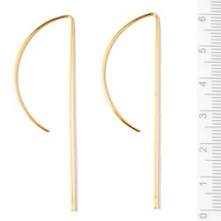 Ohrhaken, extra lang, 60x18 mm, offen, vergoldetes Silberes Silber, 2 Stk.