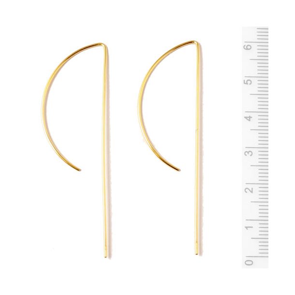 Earwires, extra long, 60x18mm, open, gold-plated silver silver, 2pcs