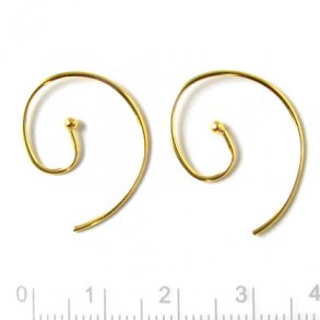 Earwires, round, open, with ball, gold-plated silver, 22x16mm, 2pcs