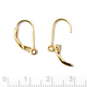 Brichure med �bent �je, �rekrog med klap, forgyldt s�lv,  l�ngde 15 mm, 2 stk