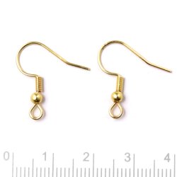 Ohrhaken mit Kugel, Grokauf, Spirale und se, dauerhafter vergoldeter STAHL, 100 Stk.