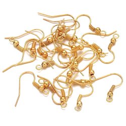 Ohrhaken, Gro&szlig;kauf, mit Spirale, Kugel und &Ouml;se, vergoldet Messing, 100 Stk