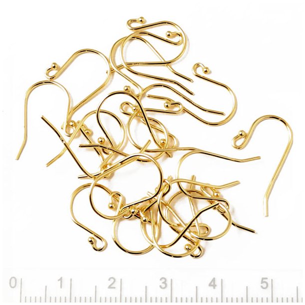 Bulk purchase, Earwires, standard, with ball, gold-plated silver, 17x11x0.7mm, 100pcs