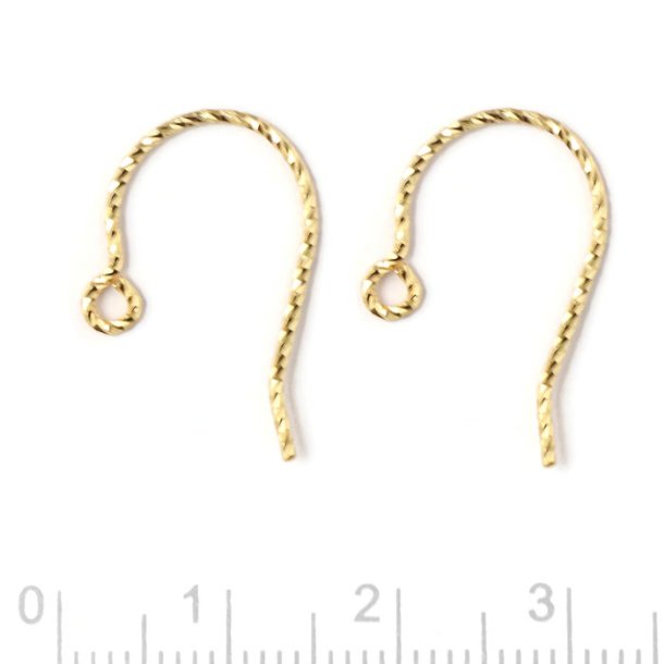 Earwires, standard, twisted wire, with loop, gold-plated silver, 20x13x0.8mm, 2pcs