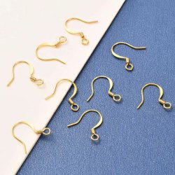 Ohrhaken mit Spirale und �se, 18 Karat vergoldetes Messing, 17x16 mm, 10 Stck