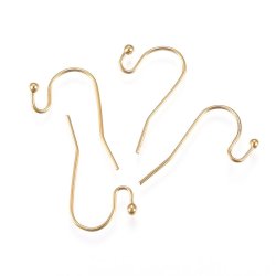 Ohrhaken, mit Kugel, vergoldetes Stahl, 21x12 mm, 6 Stk.