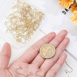 Ohrhaken, mit Kugel, GRO�KAUF, vergoldetes Stahl, 21x12 mm, 100 Stk.