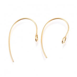 Ohrhaken, mit Öse, stark-vergoldetes Stahl, 25x14 mm, 6 Stk.