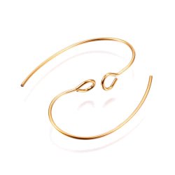 Ohrhaken, mit &Ouml;se, stark-vergoldetes Stahl, 25x14 mm, 6 Stk.