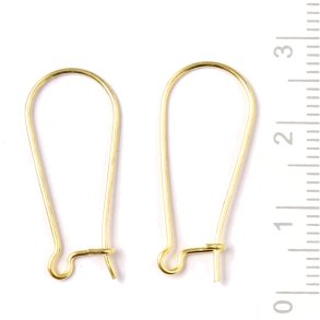 Earwires, gold-plated silver, 26x12x0.9mm, 2pcs