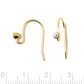 Ohrhaken mit Zirkonia, vergoldetes Silber, 19x15 mm, 2 Stk.