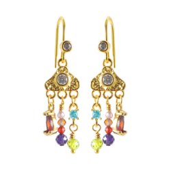 Ohrhaken mit Zirkonia, vergoldetes Silber, 19x15 mm, 2 Stk.