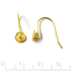 Ohrhaken mit Muschel und se, vergoldetes Silber, 20x6,5 mm, 2 Stck