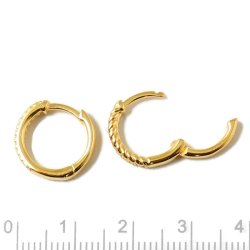 Klappbarer Ohrring, Reifen mit 24 klaren Zirkonia, vergoldetes Silber, 14x2,8 mm, 2 Stk