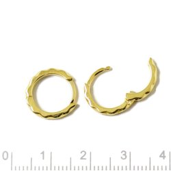 Klappbarer Ohrring, Reifen mit facetten, vergoldetes Silber, 13x2 mm, 2 Stk