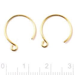 Ohrhaken, offen, rund mit &Ouml;se, vergoldetes Silber, 14 mm, 2 Stk