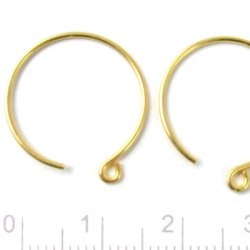 Ohrhaken, offen, rund mit &Ouml;se, vergoldetes Silber, 18 mm, 2 Stk