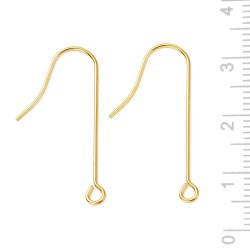 Lange Ohrhaken mit �se, vergoldeter Stahl, 28x15 mm, 6 Stck