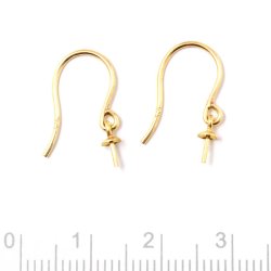 Ohrhaken, mit &Ouml;se und Stift-&Ouml;se anhang, vergoldtes Silber, 17 mm, 2 Stk
